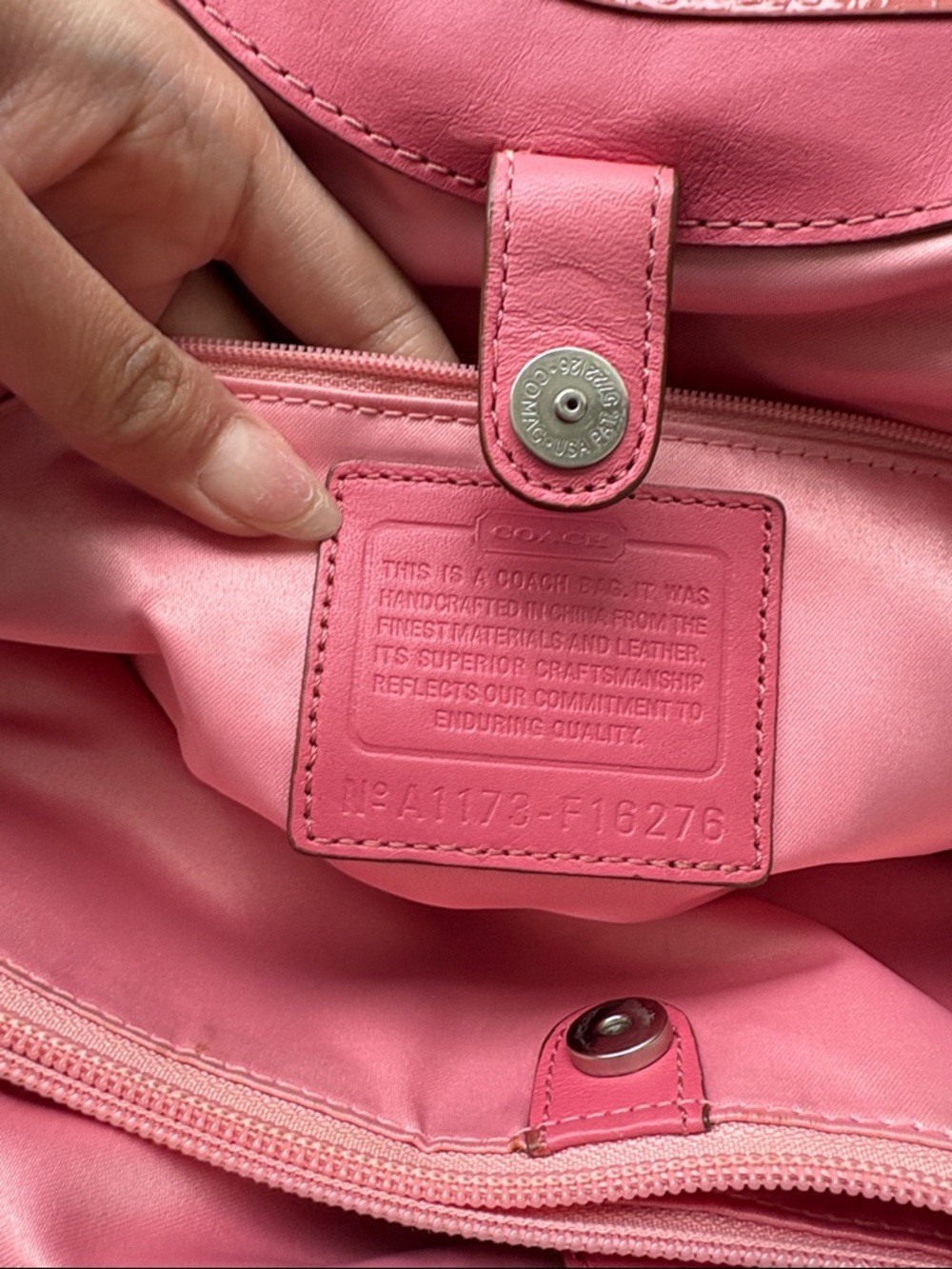 Coach Floral Applique Canvas Tote in Pink and Beige - Picture 6 of 6
